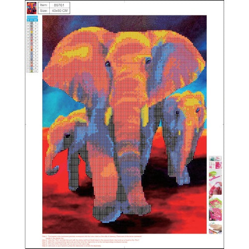 Kreatív gyémántszemes kirakó Centrum  40x50 cm, Elefántok