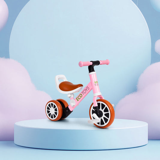 Tricikli futóbicikli pedálokkal 2 az 1-ben rózsaszín