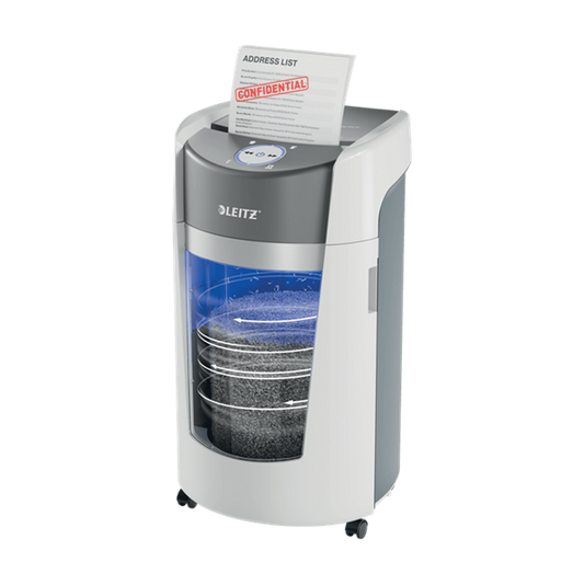 LEITZ IQ OptiMax Office P5 iratmegsemmisítő, 35L, fehér