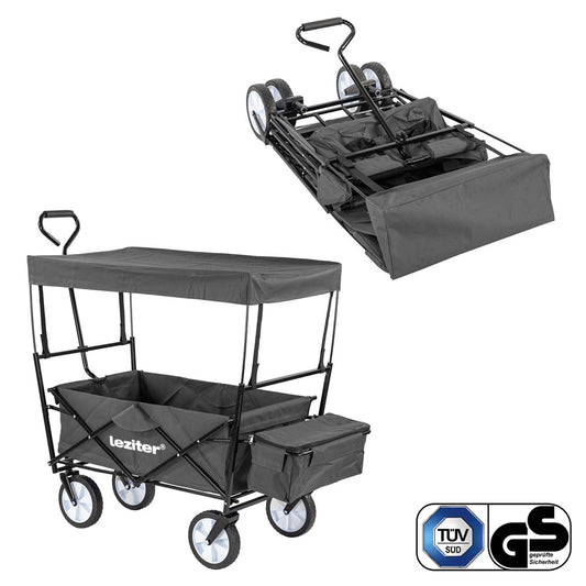 Összecsukható kerti strandkocsi tetővel szürke