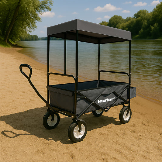 Összecsukható kerti strandkocsi tetővel szürke