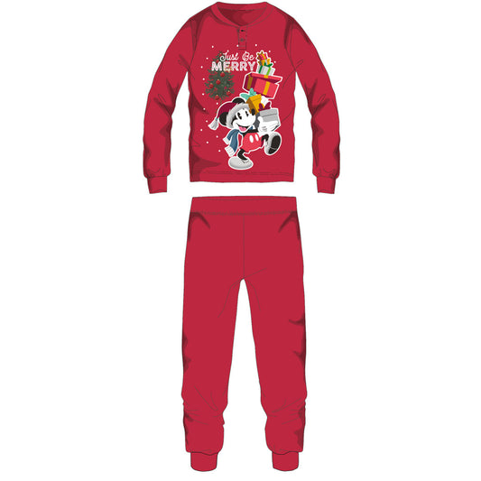 Mickey Egér vastag interlock karácsonyi pamut pizsama férfiaknak - XL