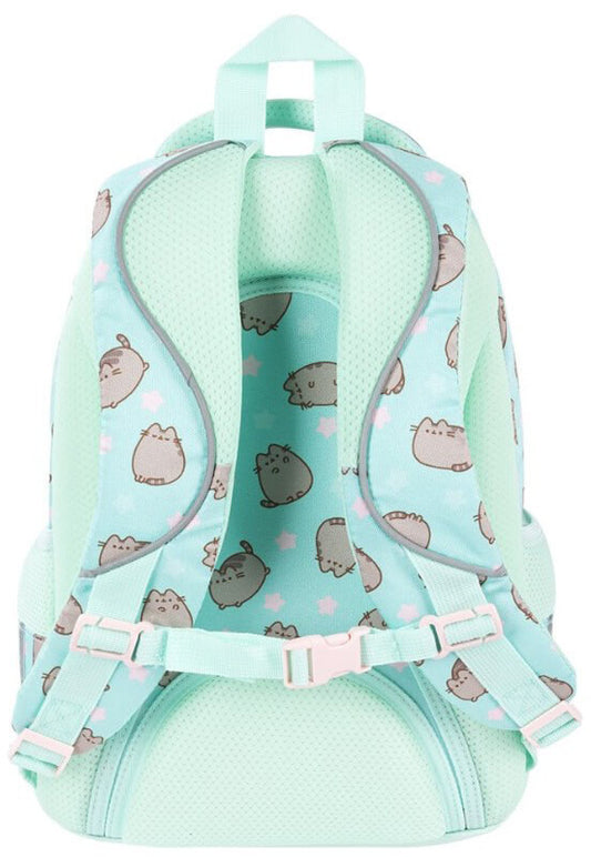 Pusheen cicás hátizsák, iskolatáska, 40x28x18cm, mentazöld