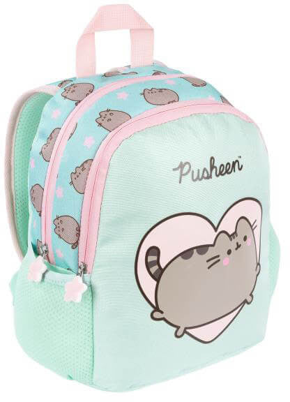 Pusheen cicás hátizsák, ovis, 28x23x10cm, mentazöld