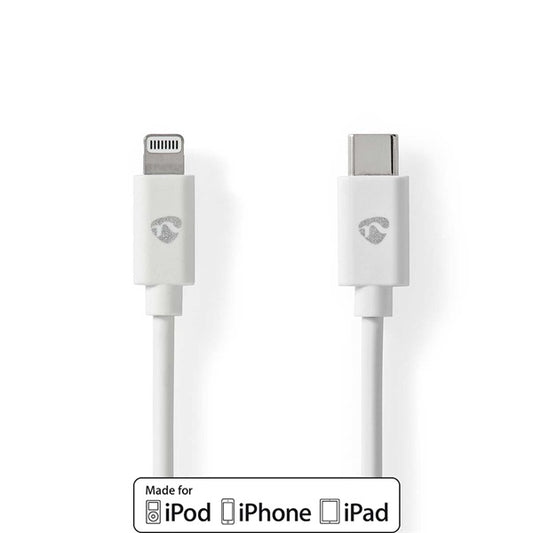 Nedis CCGL39650WT10 USB 2.0, USB-C - Apple Lightning 8-Pin kábel MFI engedélyes Apple chipkészlettel