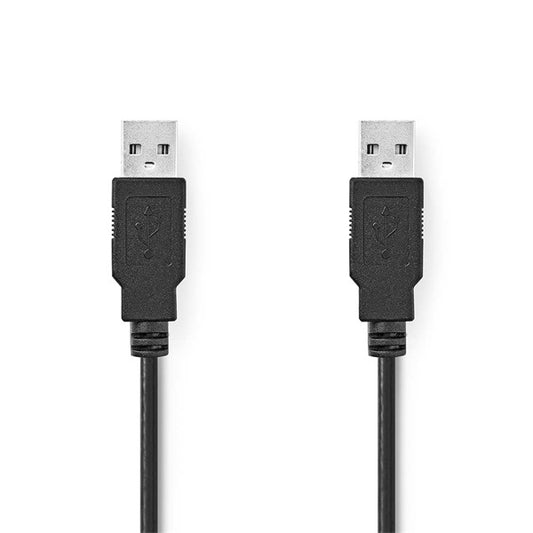 Nedis CCGL60000BK10 USB A apa - USB-A apa kábel, USB2.0, hossz: 1m