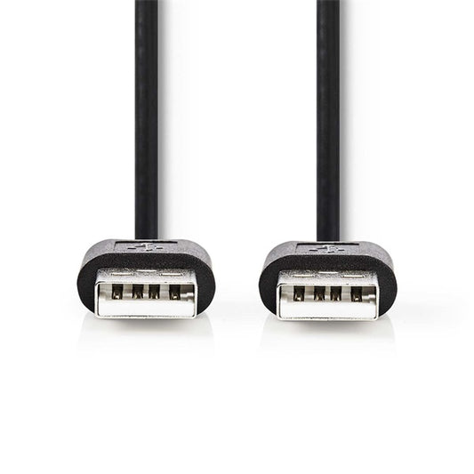Nedis CCGL60001BK20 USB A apa - USB-A apa kábel, USB2.0, hossz: 2m