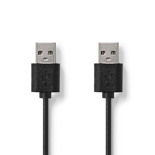 Nedis CCGL60001BK20 USB A apa - USB-A apa kábel, USB2.0, hossz: 2m