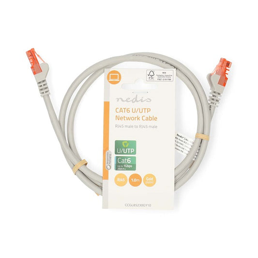 Nedis CCGL85230GY10 UTP Cat6 patch kábel, RJ45 aranyozott érintkezők, hossz 1m