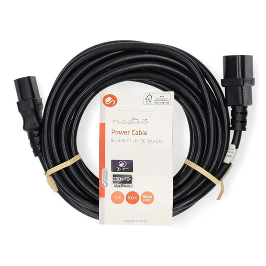 Nedis CEGL10500BK50 táp kábel IEC-320-C14 - IEC-320-C13, 3 x 1mm, hossz 5m