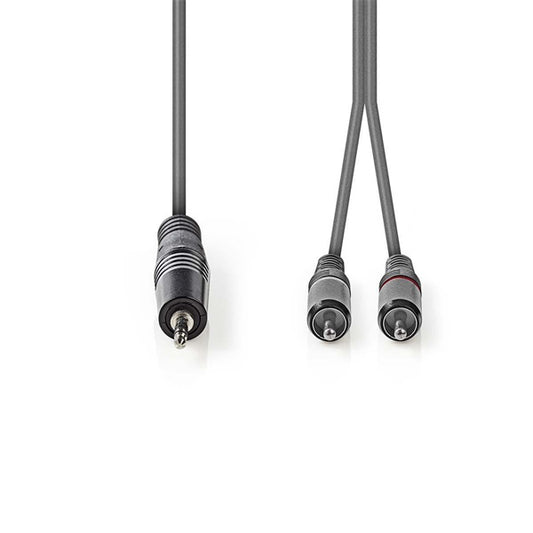 Nedis COTH22200GY30 félprofi audio kábel, 3,5mm sztero jack dugó - 2 x RCA dugó, 3m, rugalmas