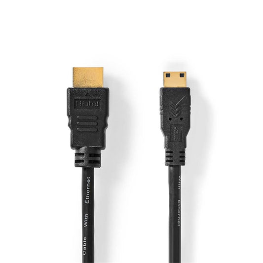 Nedis CVGL34500BK15 mini HDMI - HDMI kábel, 4K@30Hz, 10,2 Gbps, 1,5m