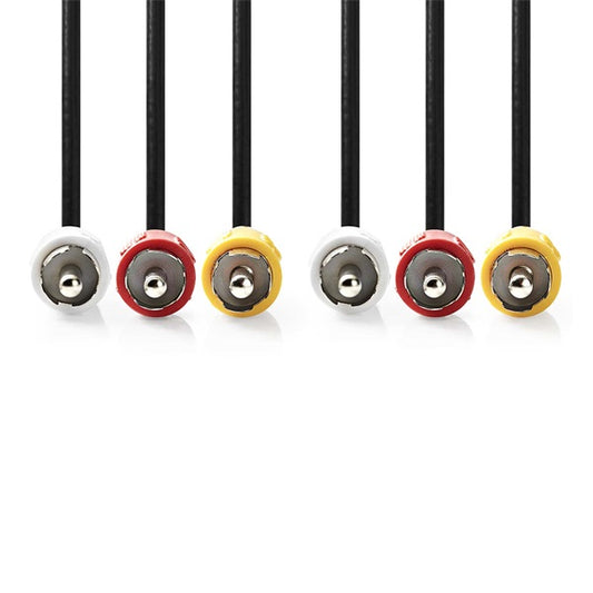 Nedis CVGP24300BK50 kompozit video kábel 3x RCA dugó - 3 RCA dugó, 5m