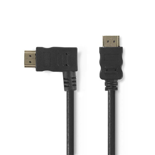 Nedis CVGP34250BK15 nagy sebességű HDMI kábel, 4K@30Hz, 10.2 Gbps, 1.50 m, pipa balos csatlakozó