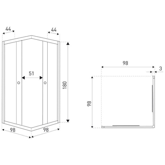 OLGA SQ 100x100 szögletes zuhanykabin zuhanytálca nélkül