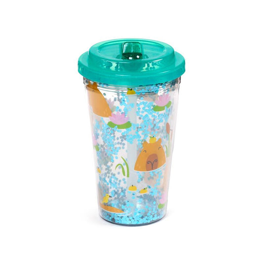 Kapibara pohár szívószálas tetővel, 500 ml