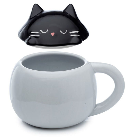 Cicás bögre fedéllel, kerámia, 450ml, Feline Fine Macska