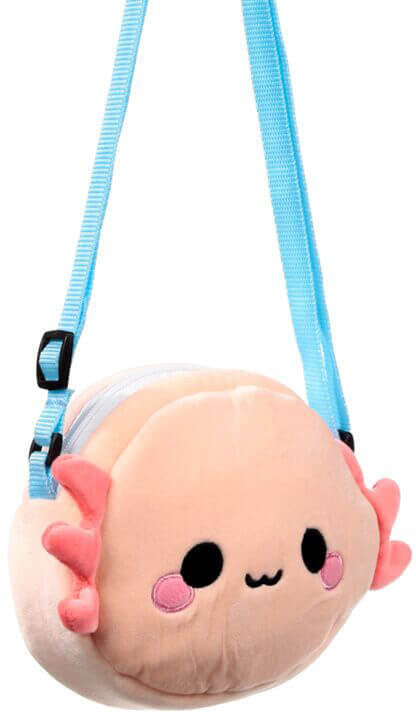 Keresztpántos válltáska, 15x18x6cm, plüss, Édes Állatok, Maddie, az Axolotl