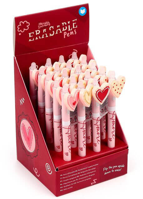 Radírozható zseléstoll, kék tinta, Szivecskés, Amore, többféle változat