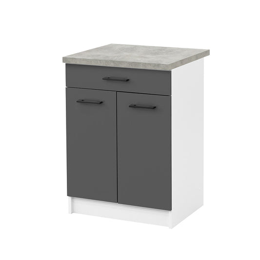 Praktik 60 alsó szekrény 2 ajtós 1 fiókos, fehér-antracit