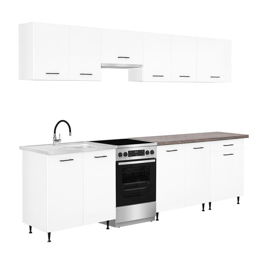 Primo 280 konyhabútor fehér, rauna szil munkalappal