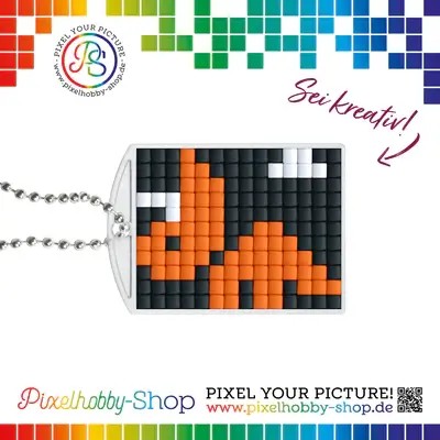 Pixel kulcstartókészítő szett 1 kulcstartó alaplappal, 3 színnel, dínó, narancssárga