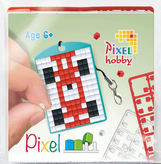 Pixel kulcstartókészítő szett 1 kulcstartó alaplappal, 3 színnel, versenyautó (23112)