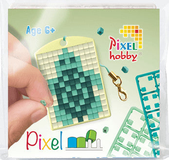Pixel kulcstartókészítő szett 1 kulcstartó alaplappal, 3 színnel, teknős