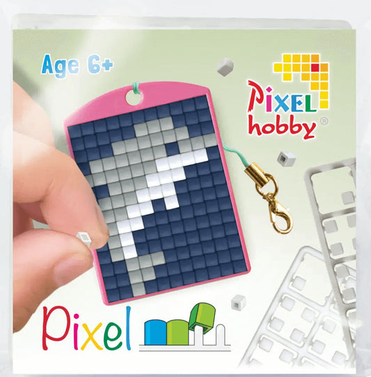 Pixel kulcstartókészítő szett 1 kulcstartó alaplappal, 3 színnel, delfin