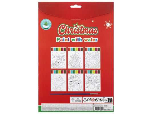 Karácsonyi vízzel festős színező füzet, A/4, 6 lap, ecsettel