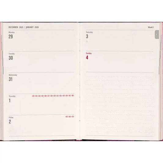 Realsystem mágnessel záródó agenda, határidőnapló, 11x16cm, heti tervező, 2026, Porcelain Flower