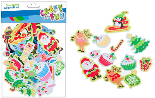 Dekorgumi, öntapadós karácsonyi formák, színes figurák, 73 db/csomag