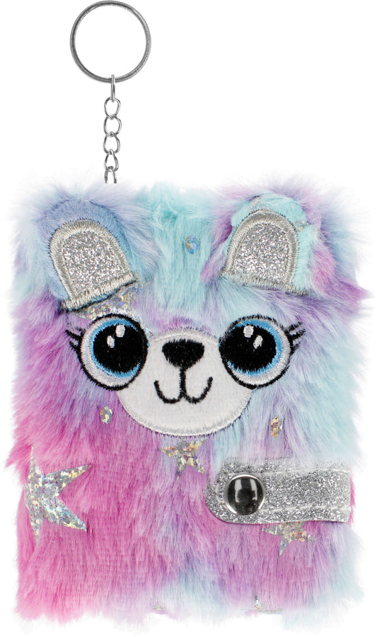 Macis napló, notesz, 7x9,5cm, plüss borítóval, kulcstartóval, Bear