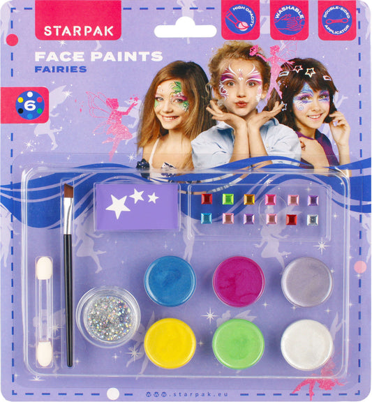 Arcfesték, tégelyes, 11 db-os (6 szín), Diamonds Fairy, Starpak
