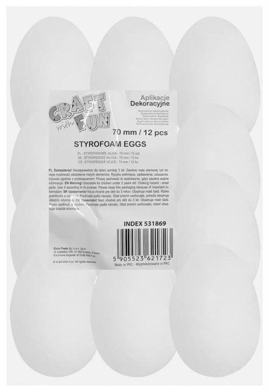 Tojások, hungarocell, 12 db/csomag, 7cm-es (531869)