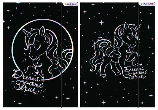 Unikornis gumis mappa A/4, fekete, kétféle, Starpak