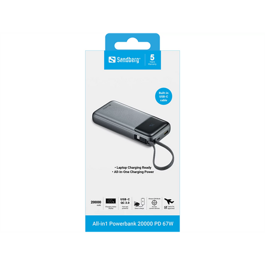 Sandberg All-in1 Powerbank 20000 PD 67W