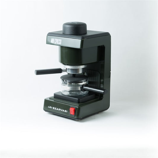 Szarvasi SZV-612/3 Mini presszókávéfőző, olajzöld, 800W,  2 / 6 személyes kivitel, üveg kiöntő edény, zárócsavar