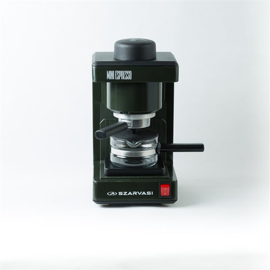 Szarvasi SZV-612/3 Mini presszókávéfőző, olajzöld, 800W,  2 / 6 személyes kivitel, üveg kiöntő edény, zárócsavar