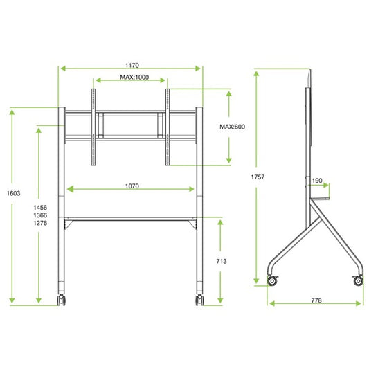 TECHLY ICA-TR53LB gurulós padlóállvány 65-100" LCD/LED kijelzőhöz