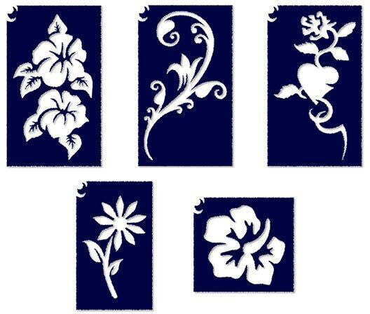 Sablonok, 5 db-os, virágok (CTMS-0022)