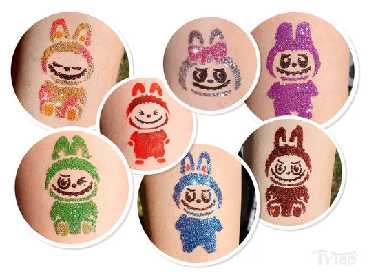 Csillámpor szett 12 x 2,5 ml alap színek (basic colours) + Labubu sablon szett