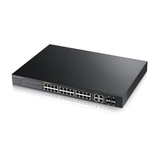 28 Port Smart Managed PoE Switch 24x Gigabit Copper PoE and 4x Gigabit dual pers