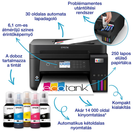 Epson EcoTank L6270 színes tintasugaras A4 MFP, ADF, duplex, LAN, WIFI