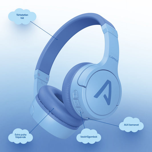 LAMAX BaseKid1 blue Gyerek Bluetooth fejhallgató kék