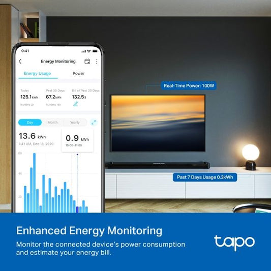 TP-LINK Tapo Tapo P110M Mini Okos Wi-Fi Konnektor fogyasztás mérővel