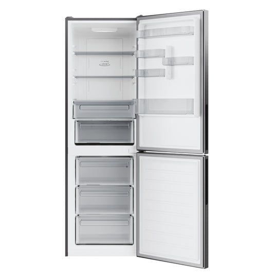 Candy CCE4T618DX hűtőszekrény, alulfagyasztós, (341 liter), inox