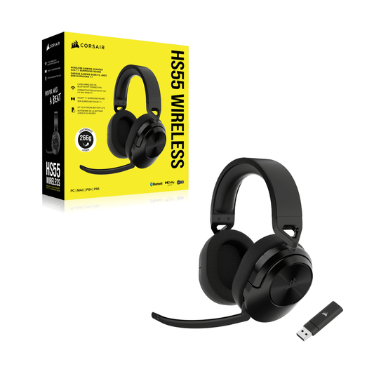 CORSAIR HS55 WIRELESS Gaming Headset, Carbon