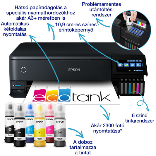 Epson EcoTank L8180 színes tintasugaras A3+ fotó MFP, duplex, WIFI