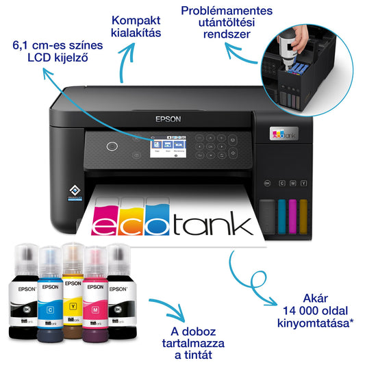 Epson EcoTank L6260 színes tintasugaras A4 MFP, duplex, LAN, WIFI